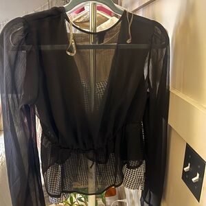 Sheer Black Long Sleeve Blouse